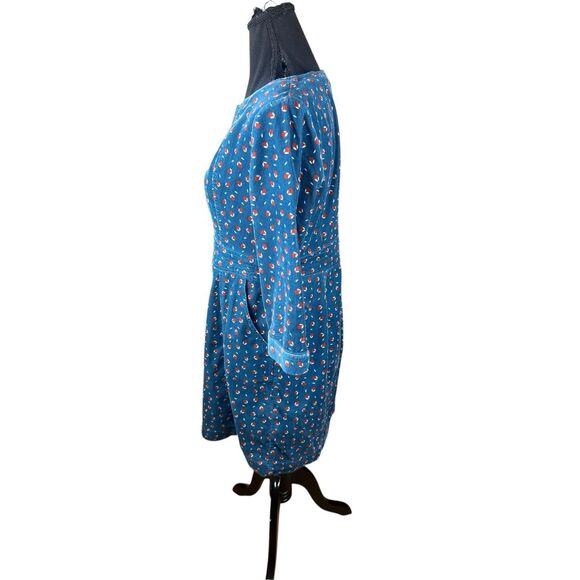 Boden Women 8P Corduroy blue Acorn Shift Dress 3/4 Sleeve career casual - Picture 4 of 9